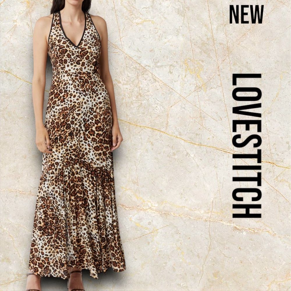 New NWT Lovestitch Leopard Print Sleeveless Maxi Dress - Small